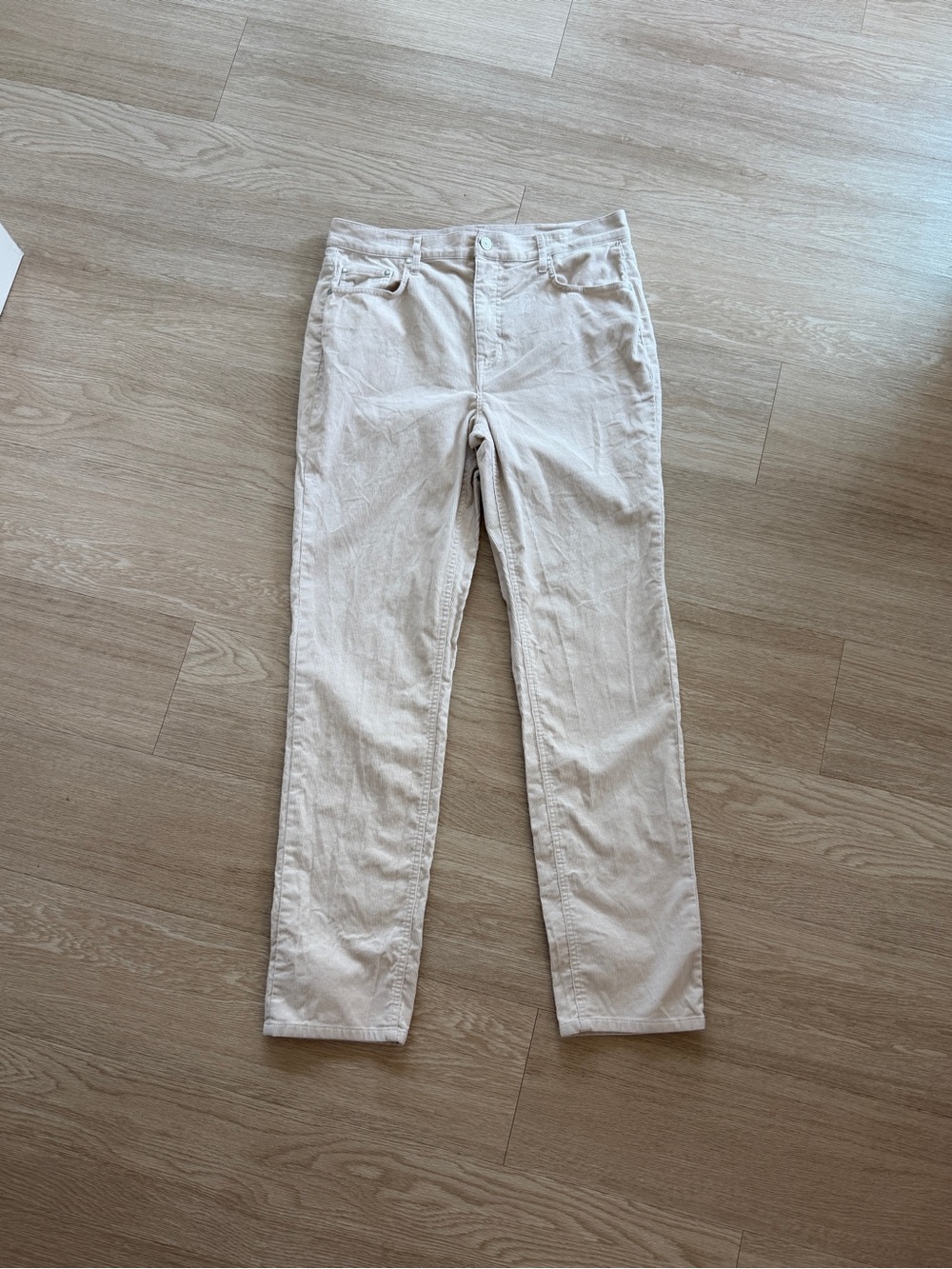 Boden Women’s Sz 10L Light Beige Corduroy Stretch Casual Slim Straight Pants